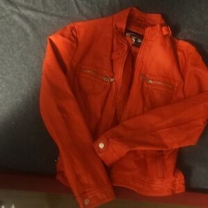 Women's Red Faux Leather Jacket